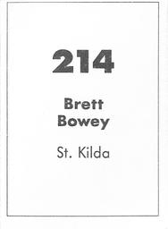1990 Select AFL Stickers #214 Brett Bowey Back
